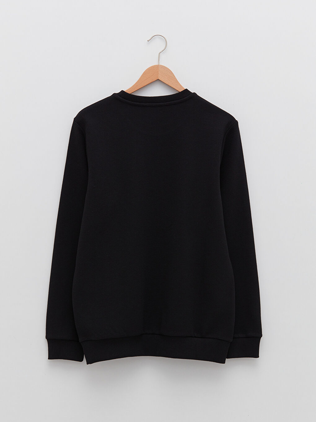 Siyah Bisiklet Yaka Uzun Kollu Erkek Sweatshirt-6