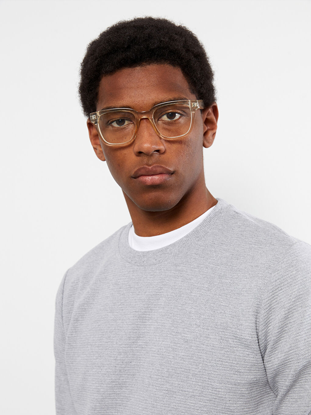 Gri Bisiklet Yaka Uzun Kollu Erkek Sweatshirt-2