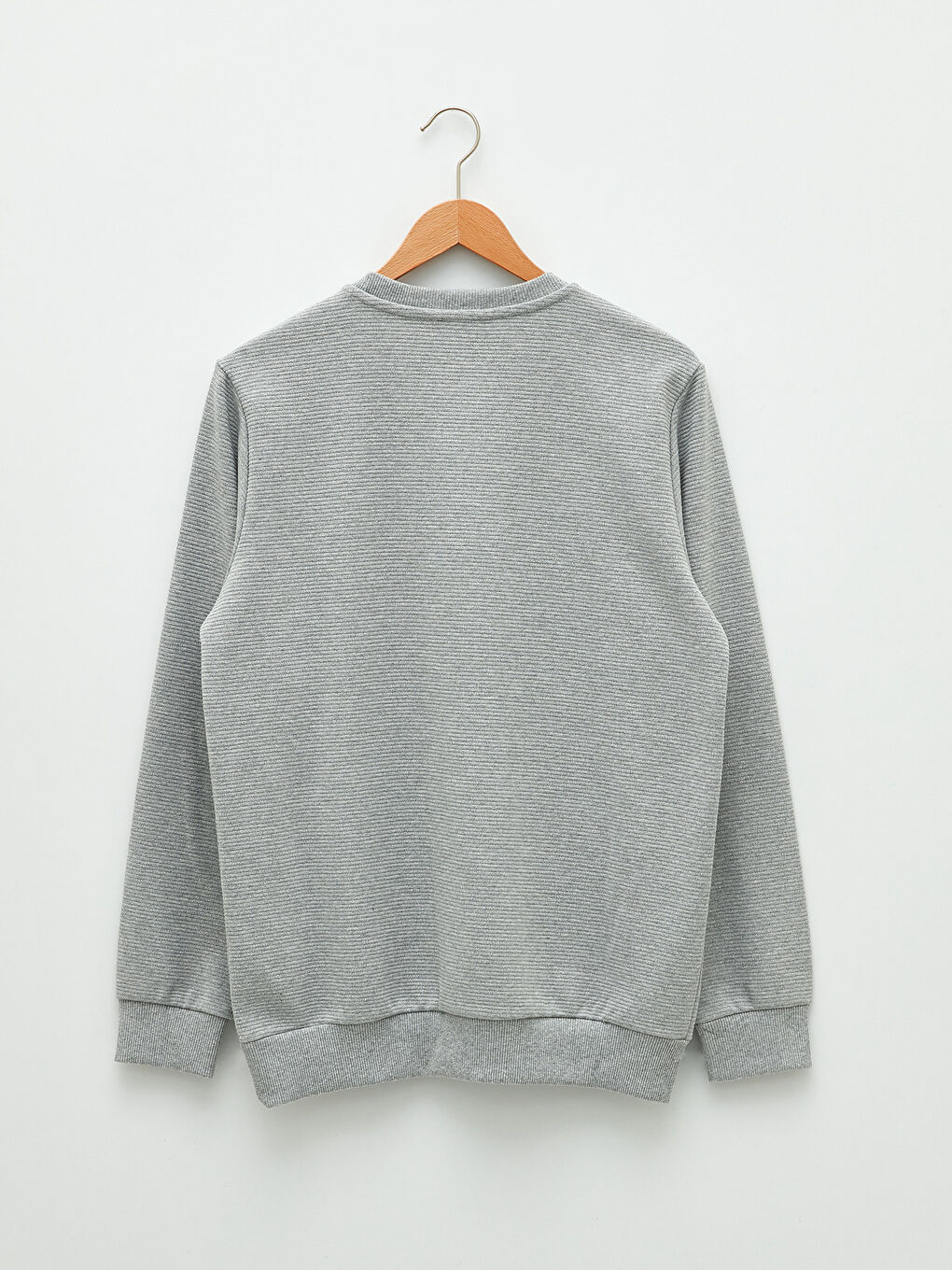 Gri Bisiklet Yaka Uzun Kollu Erkek Sweatshirt-6