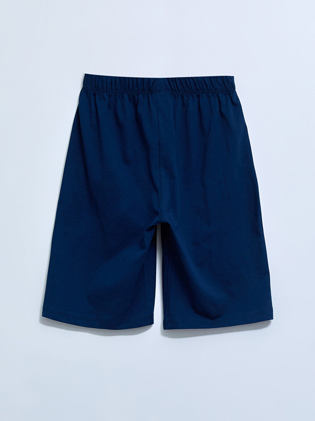 Lacivert Bisiklet Yaka Baskılı Kısa Kollu Erkek Çocuk Şortlu Pijama Takımı-7