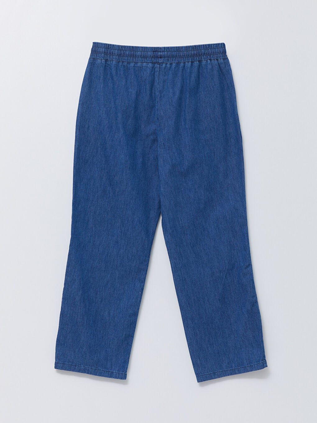 İndigo Büyük Beden Beli Lastikli Cep Detaylı Kadın Rodeo Jean Pantolon-6