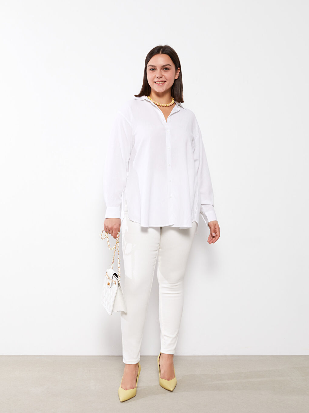 Beyaz Büyük Beden Mercury Skinny Fit Düz Cep Detaylı Kadın Rodeo Jean Pantolon