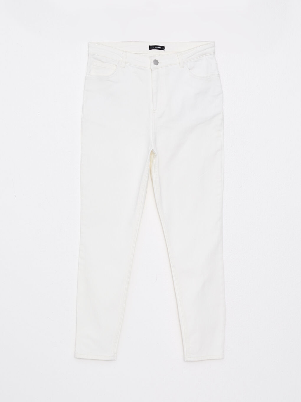 Beyaz Büyük Beden Mercury Skinny Fit Düz Cep Detaylı Kadın Rodeo Jean Pantolon-5