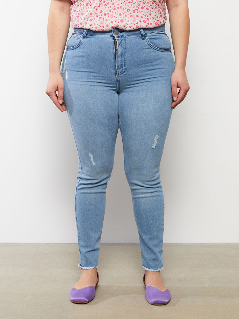 Голям Размер Меркурий Скини Кройка Прави Джобове Детайлни Дамски Дънки Родео Панталони-3