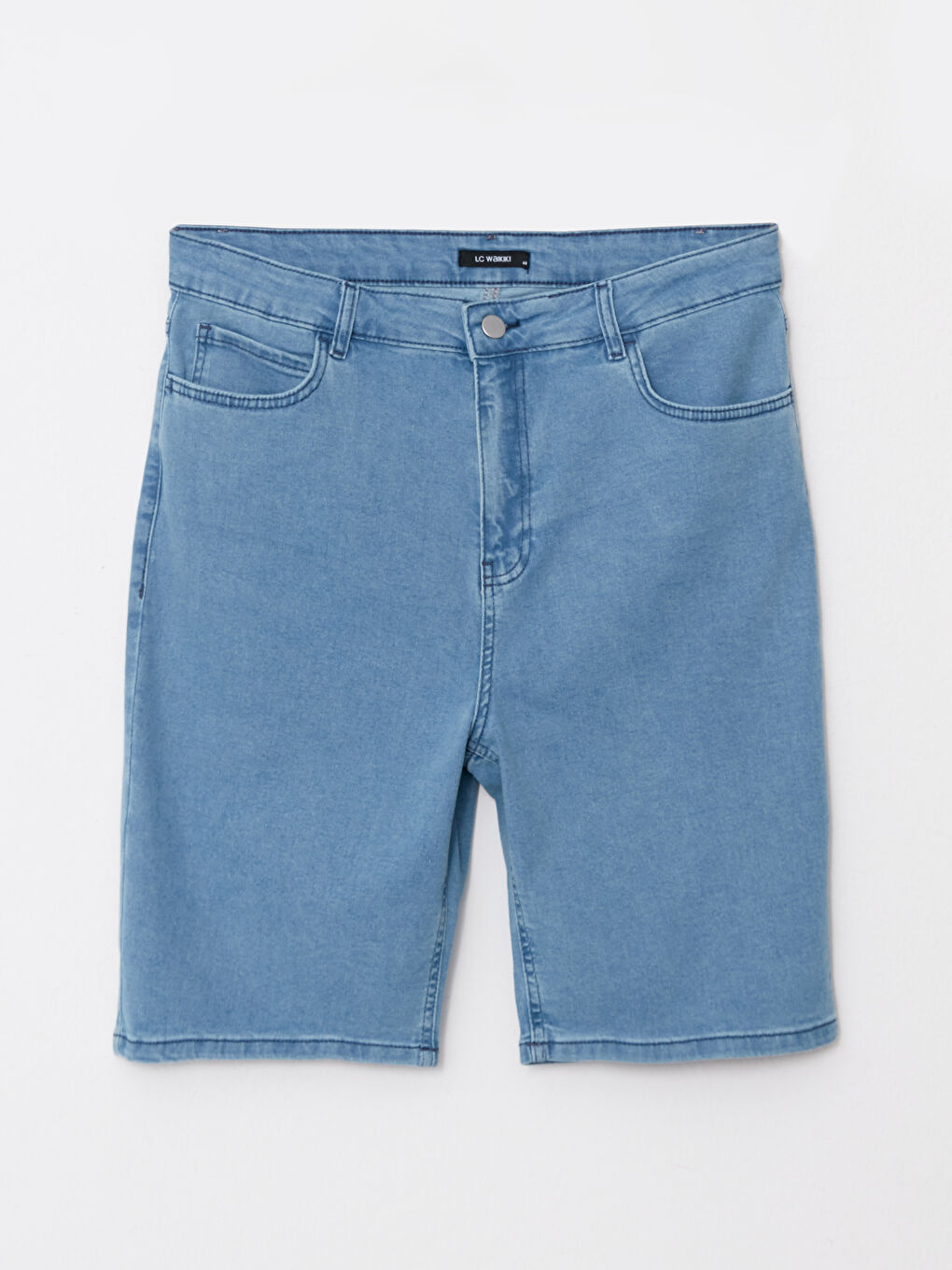 Джинсовые Шорты Женские Большого Размера Прямого Кроя с Карманами-5