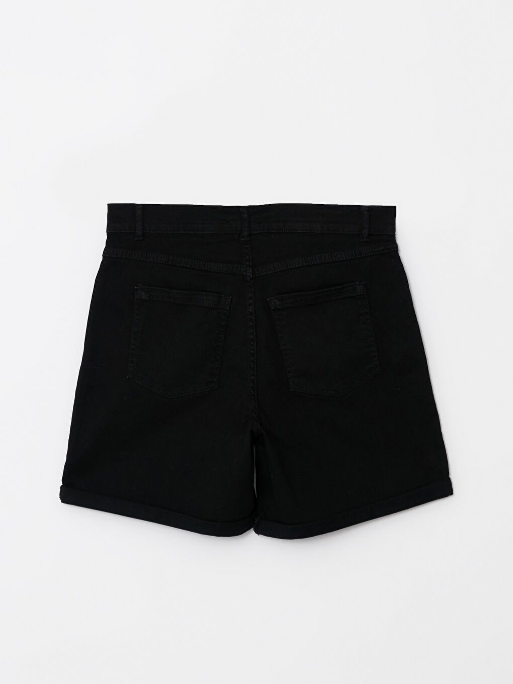 Siyah Büyük Beden Standart Fit Düz Cep Detaylı Kadın Rodeo Jean Şort-6