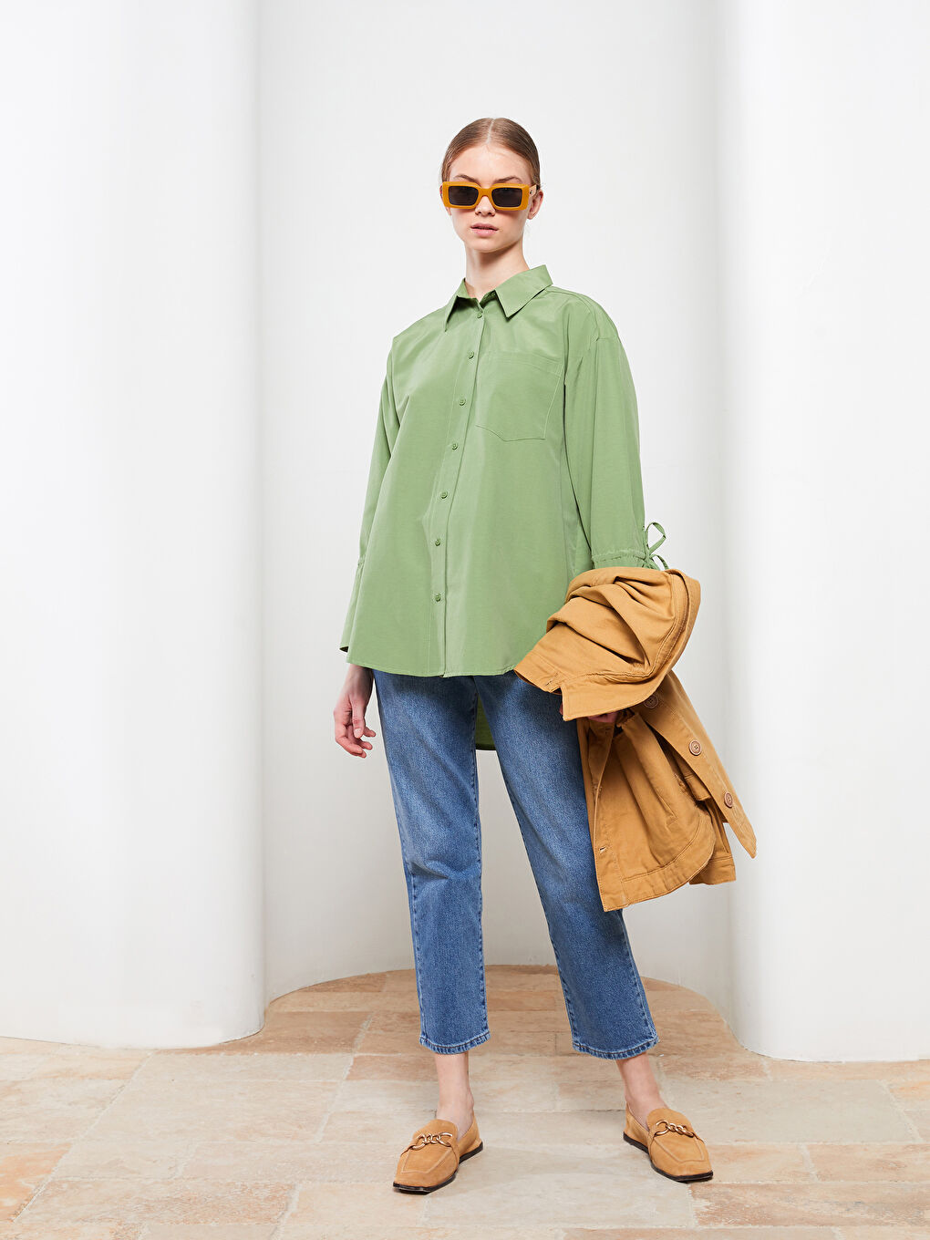 Plain Long Sleeve Women's Shirt Tunic