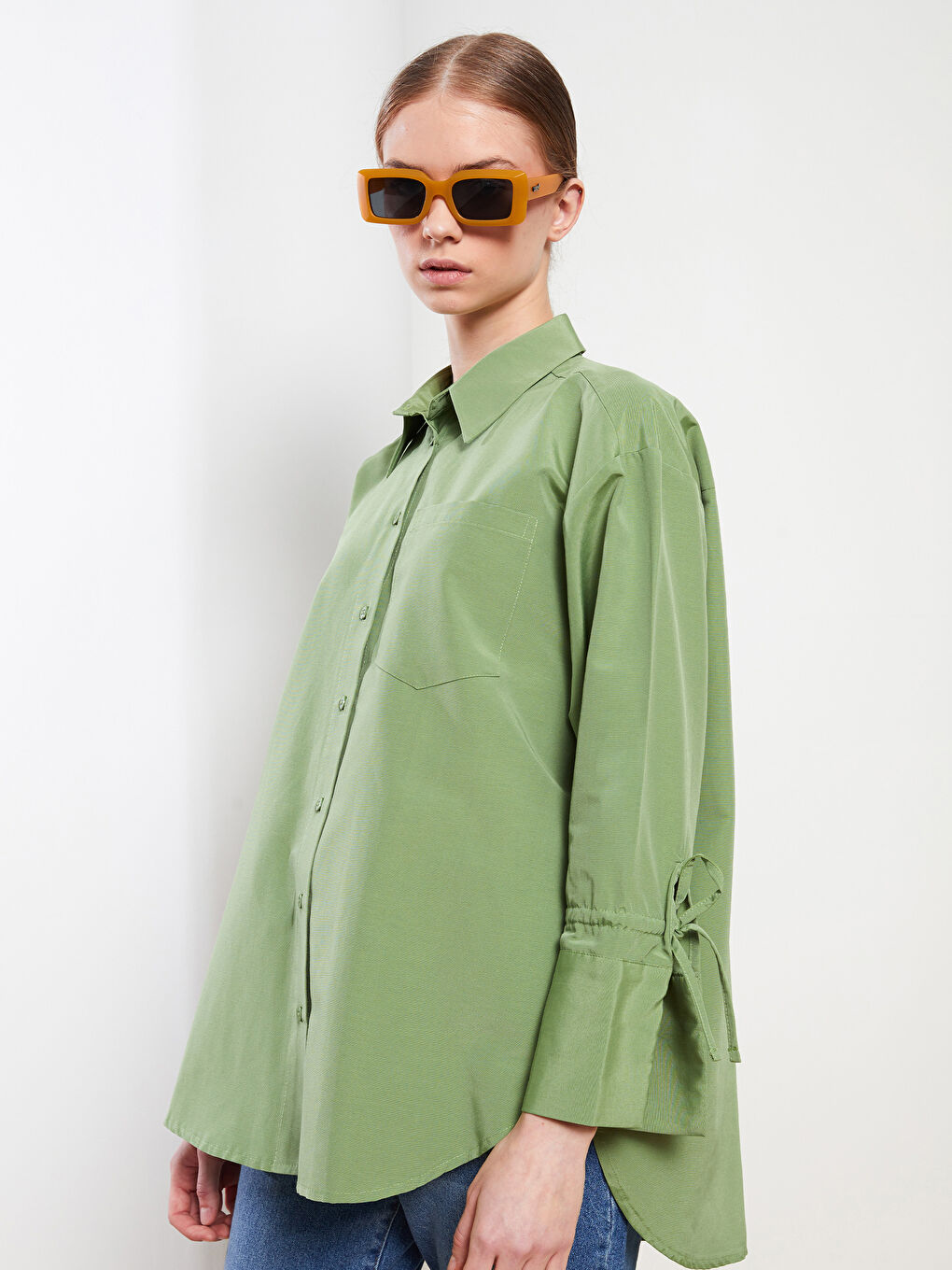 Plain Long Sleeve Women's Shirt Tunic-1