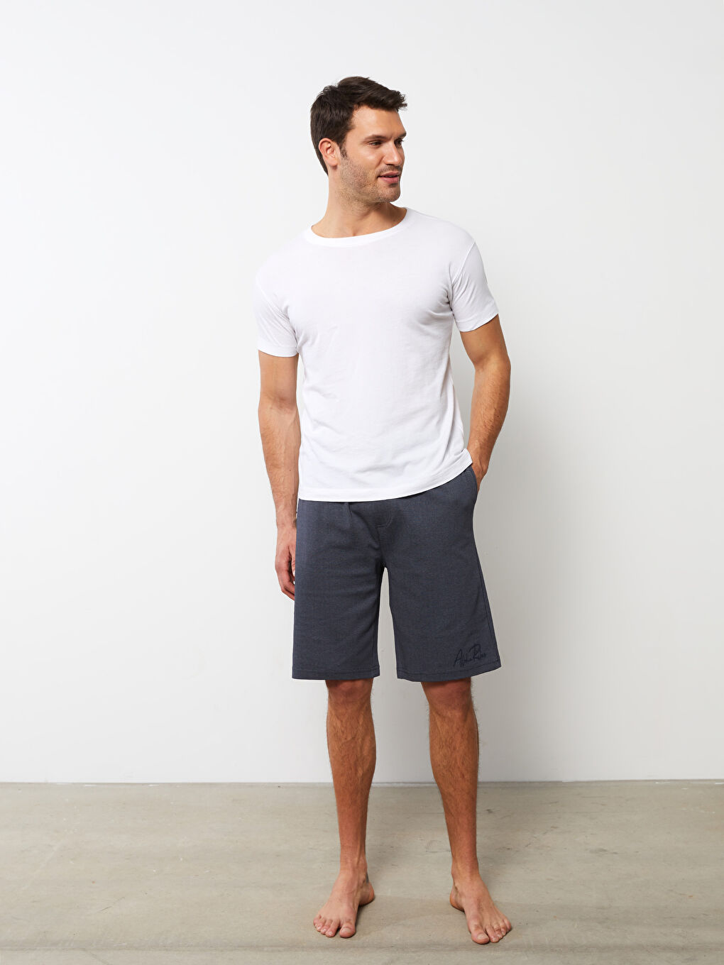 Ерлерге арналған стандартты пішім пижама шалбарлары шорты-1