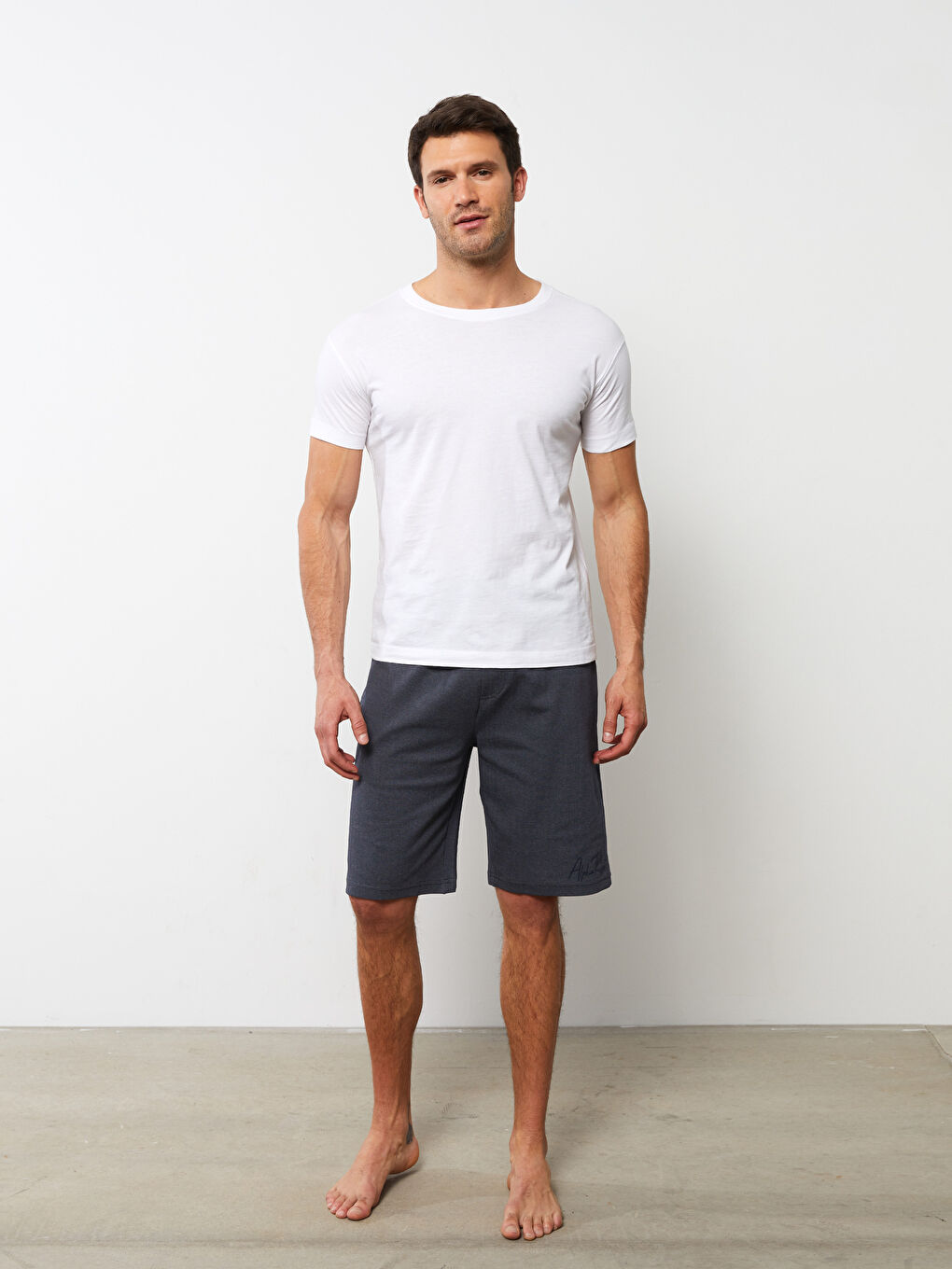 Ерлерге арналған стандартты пішім пижама шалбарлары шорты-2