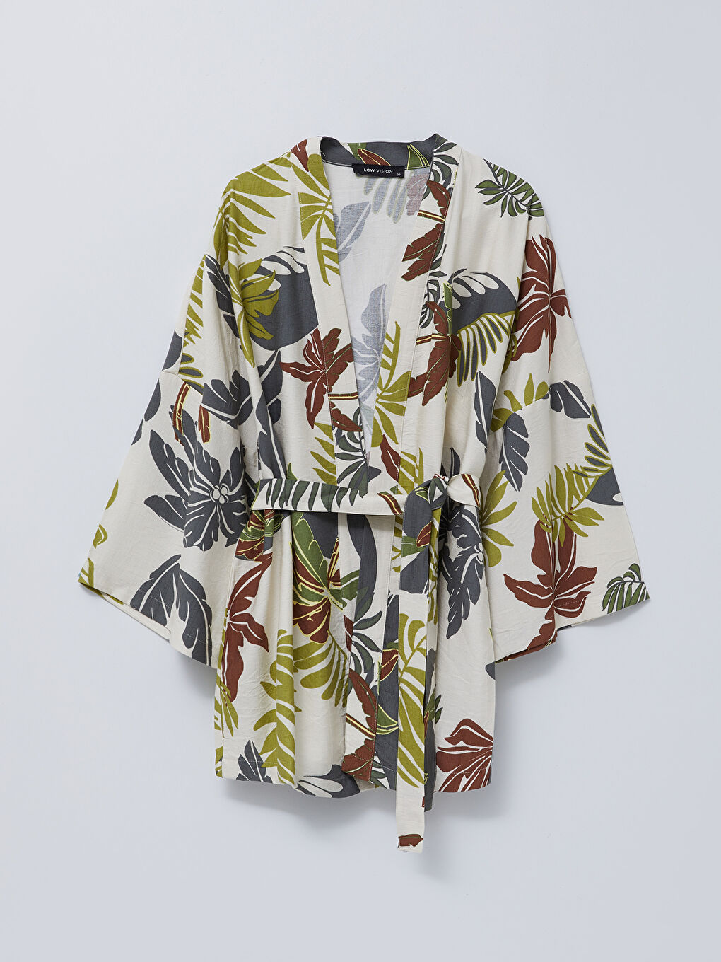 キム ページ LCW Vision Kimono din In cu Mânecă Lungă, Imprimat, Guler