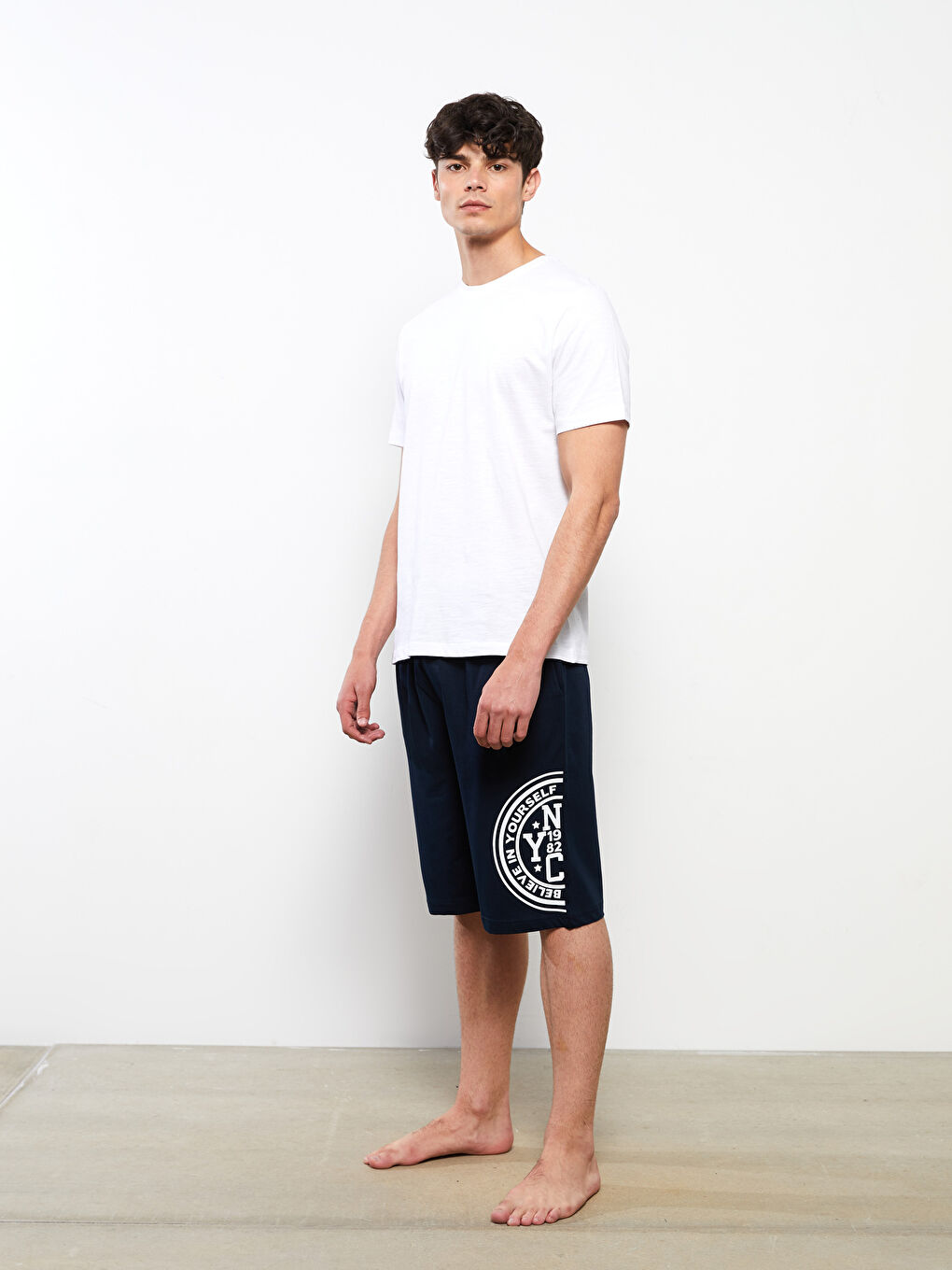 Lacivert Standart Kalıp Erkek Pijama Alt Şort