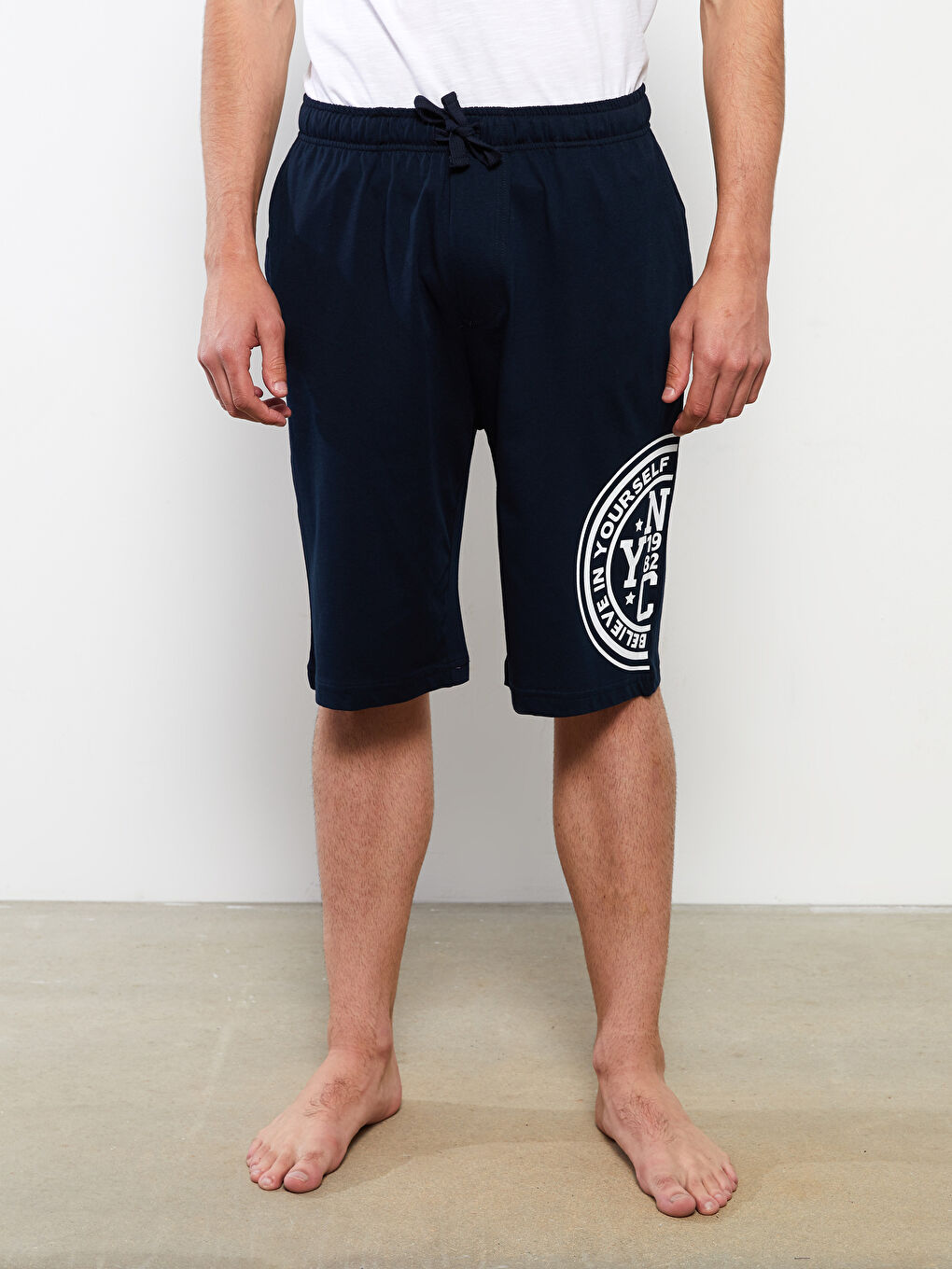 Lacivert Standart Kalıp Erkek Pijama Alt Şort-2