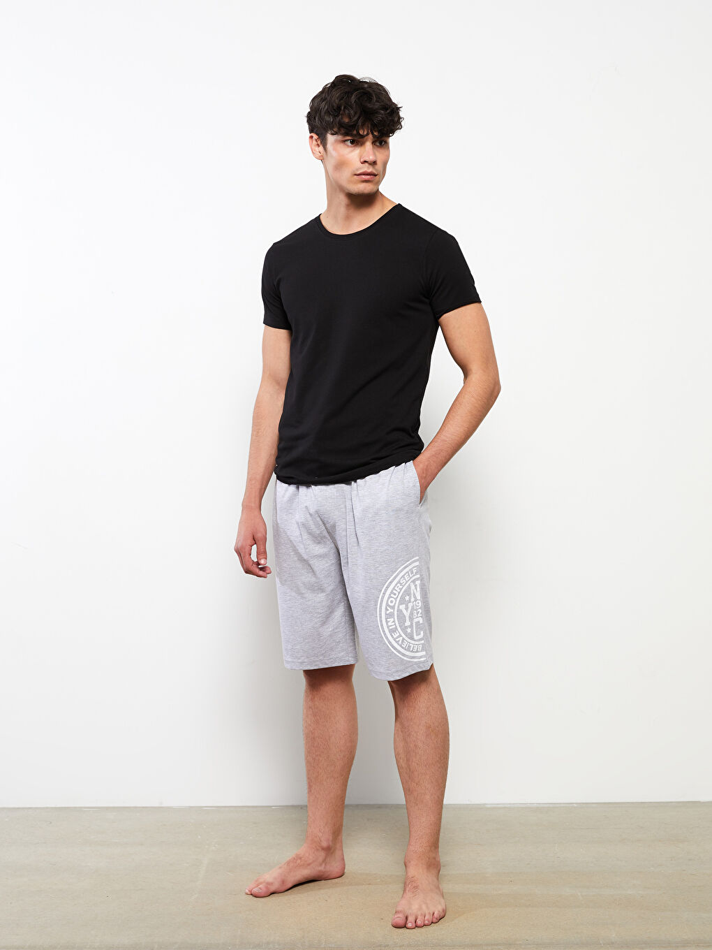 Gri Standart Kalıp Erkek Pijama Alt Şort