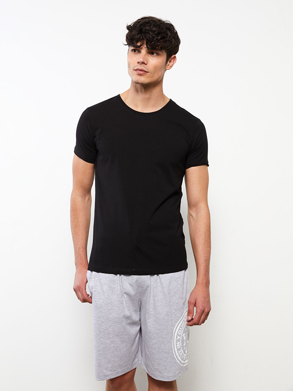 Gri Standart Kalıp Erkek Pijama Alt Şort-1