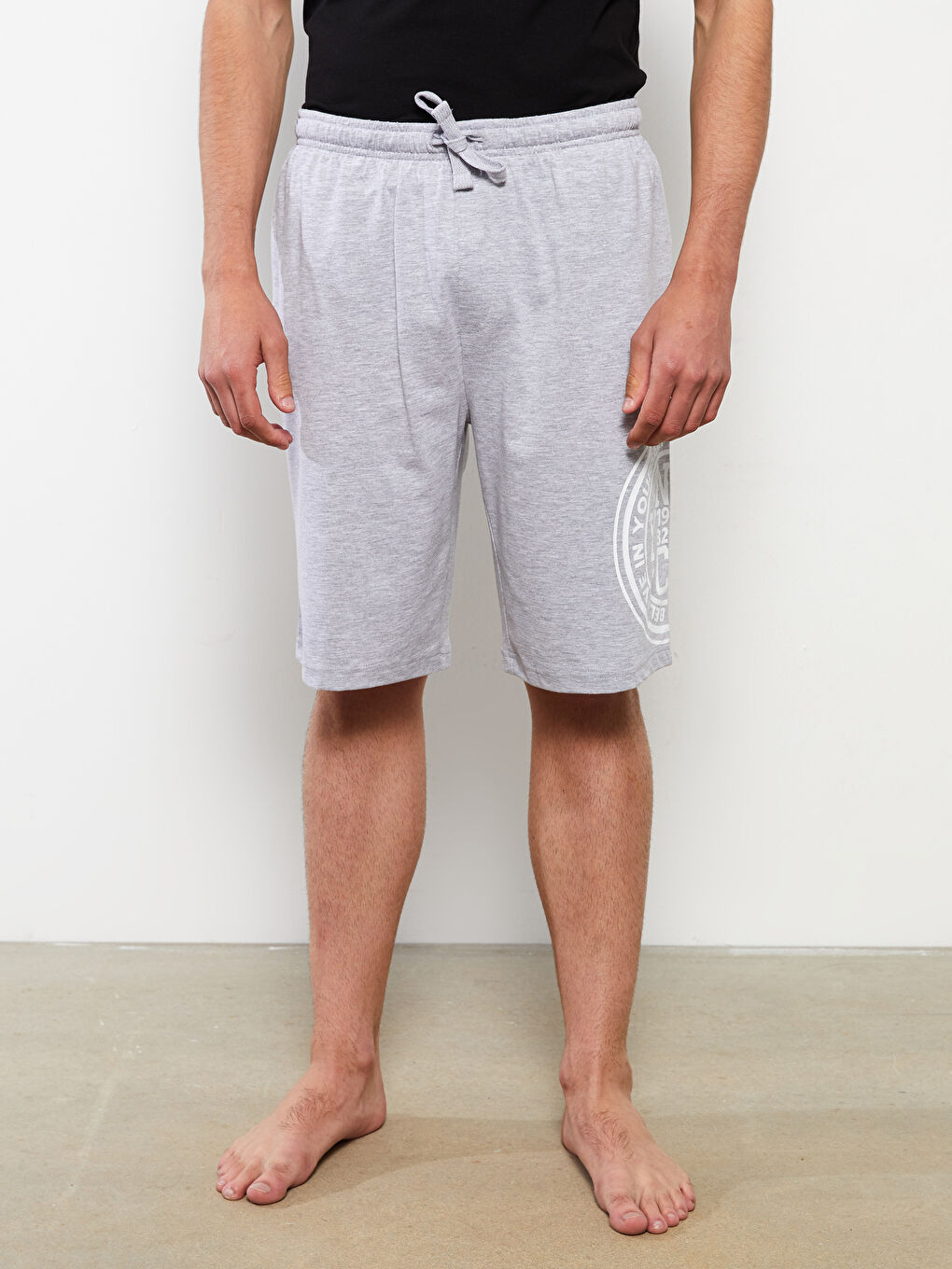 Gri Standart Kalıp Erkek Pijama Alt Şort-2