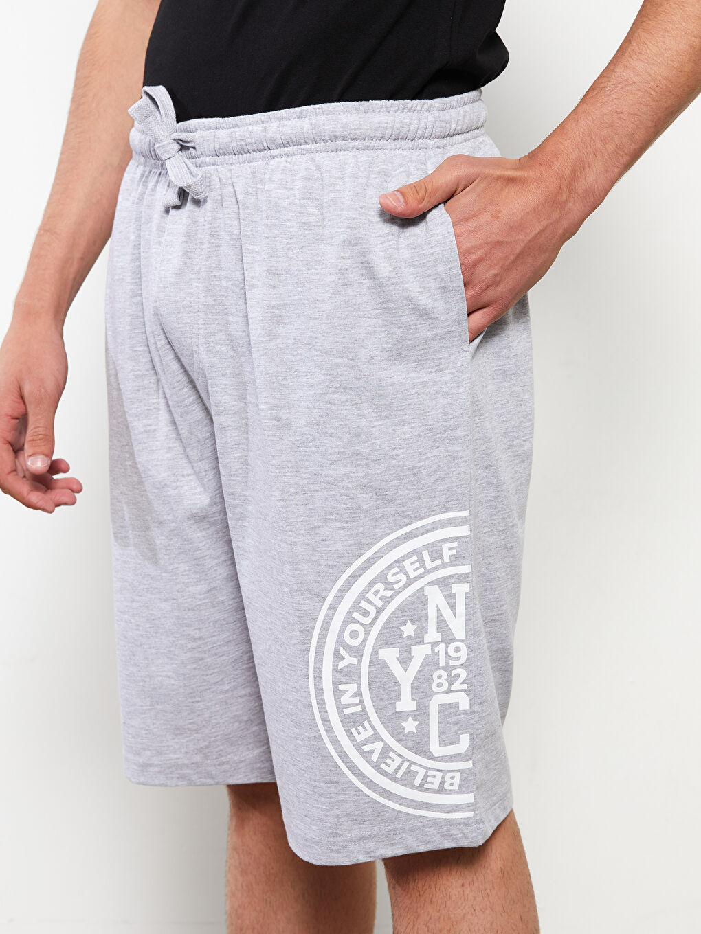Gri Standart Kalıp Erkek Pijama Alt Şort-4