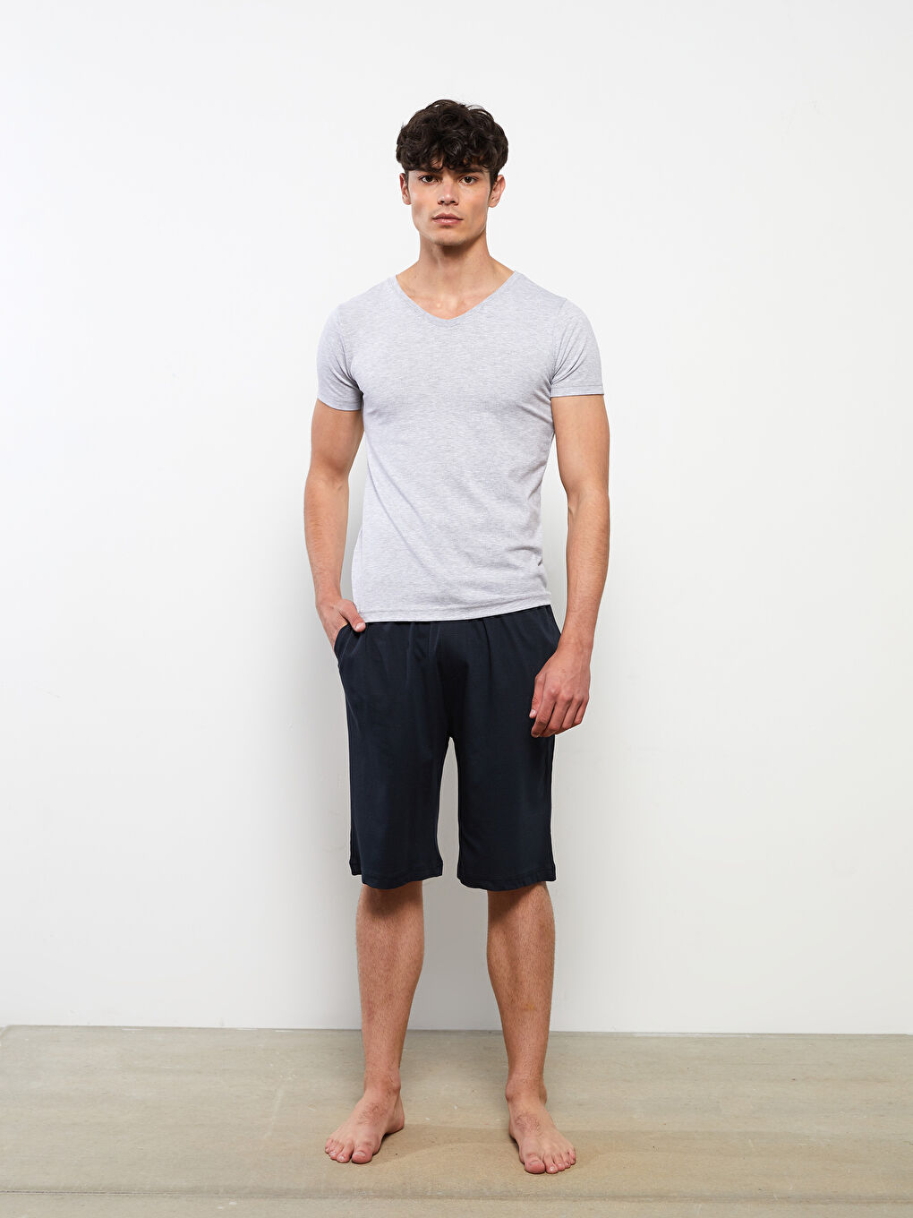 Lacivert Standart Kalıp Erkek Pijama Alt Şort