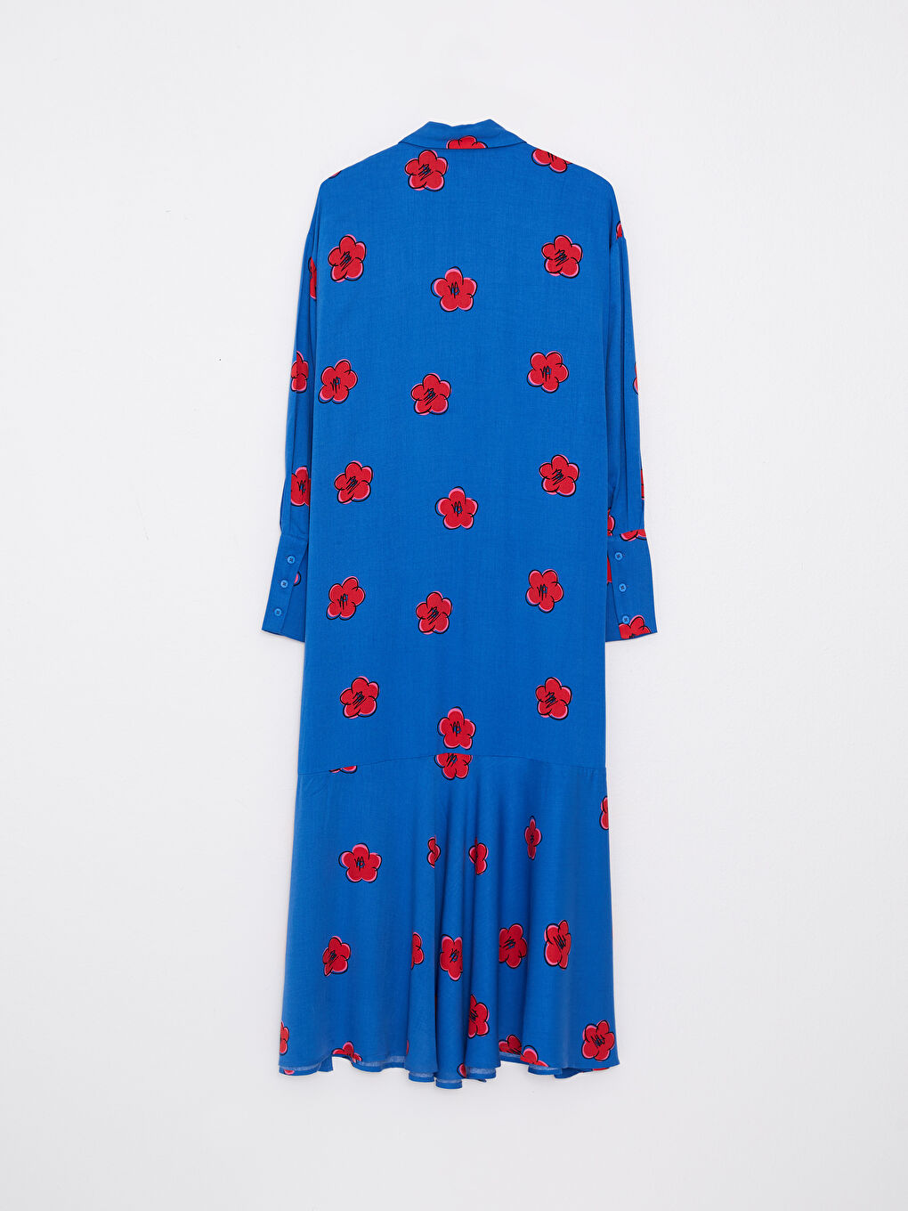 Collared Neck Floral Long Sleeve Women's Dress-6