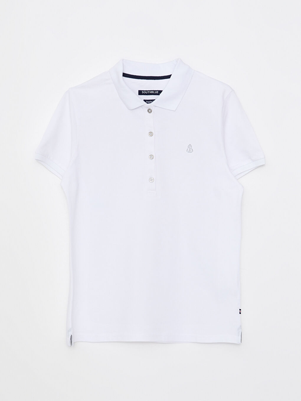 Polo Neck Embroidery Detailed Short Sleeve Women's T-Shirt-4