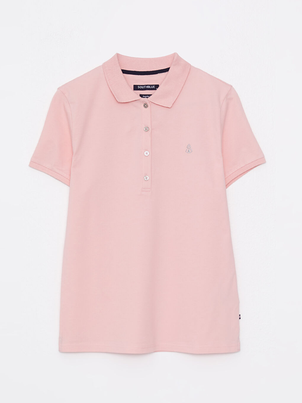 Polo Neck Embroidery Detailed Short Sleeve Women's T-Shirt-5