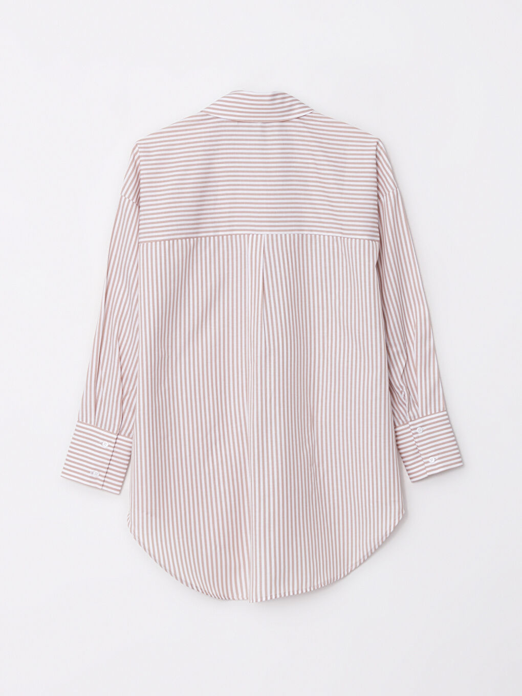 Bej Çizgili Kadın Gömlek Tunik-6