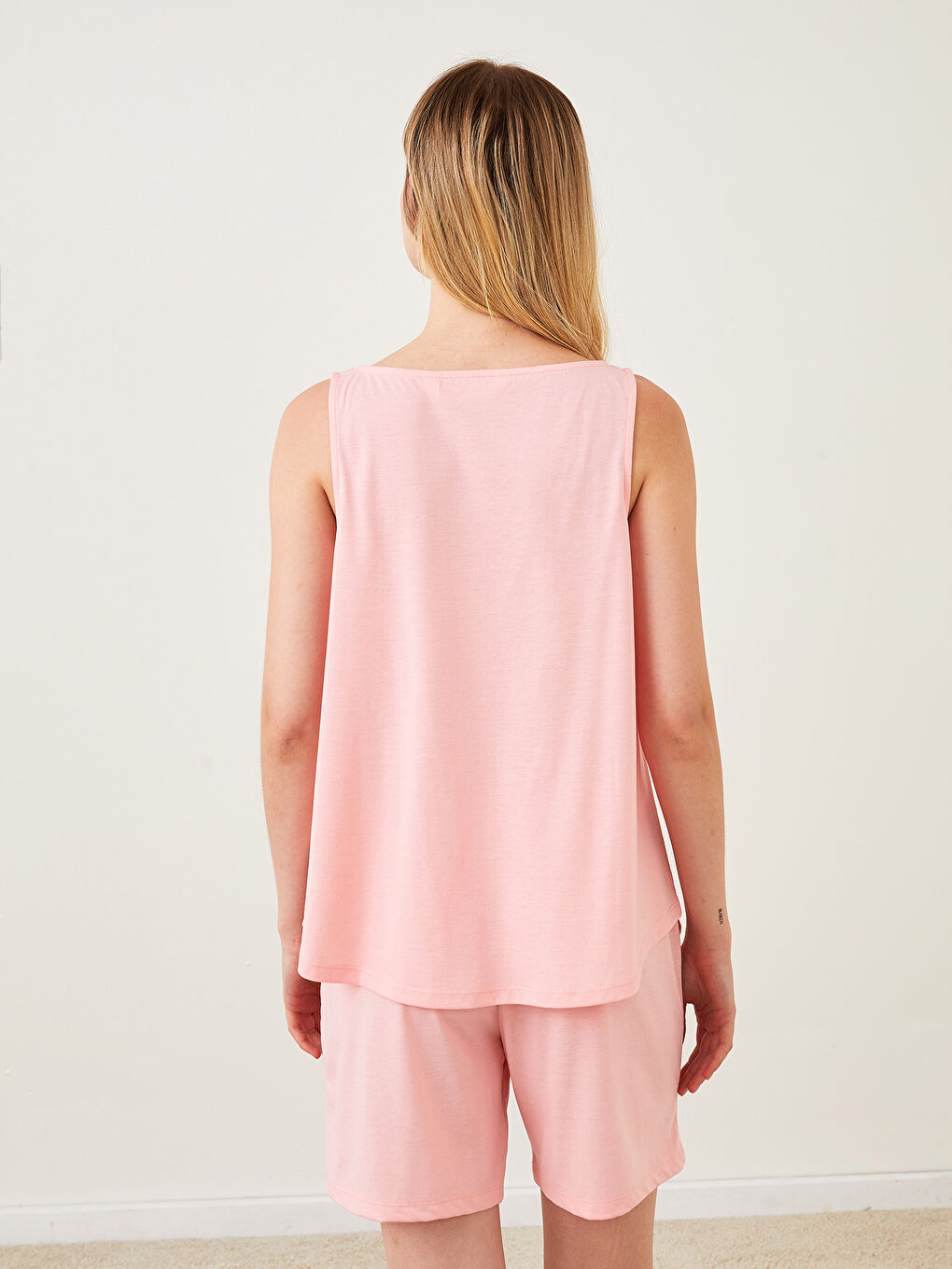 LCW DREAM Pembe Kadın U Yaka Düz Kolsuz Pijama Üst - 3