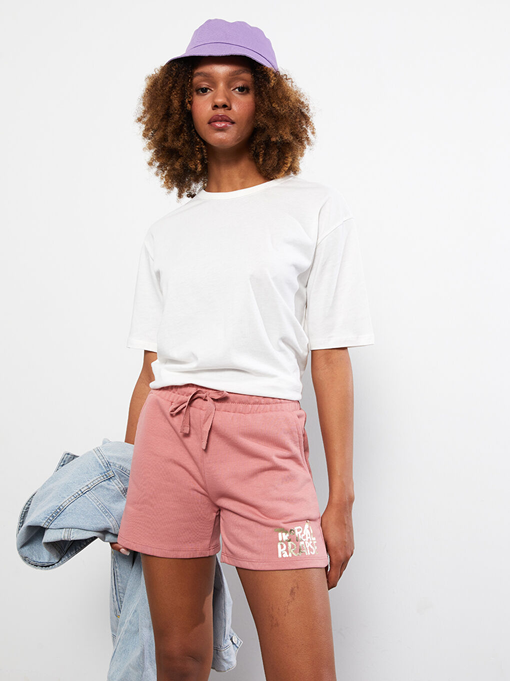 LCW Vision Women's Bermuda Shorts With Elastic Waist Printed