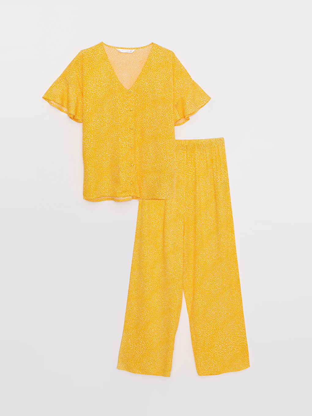 Ensemble de Pyjama pour Femmes en Viscose à Manches Courtes et Imprimé à Col en V-5