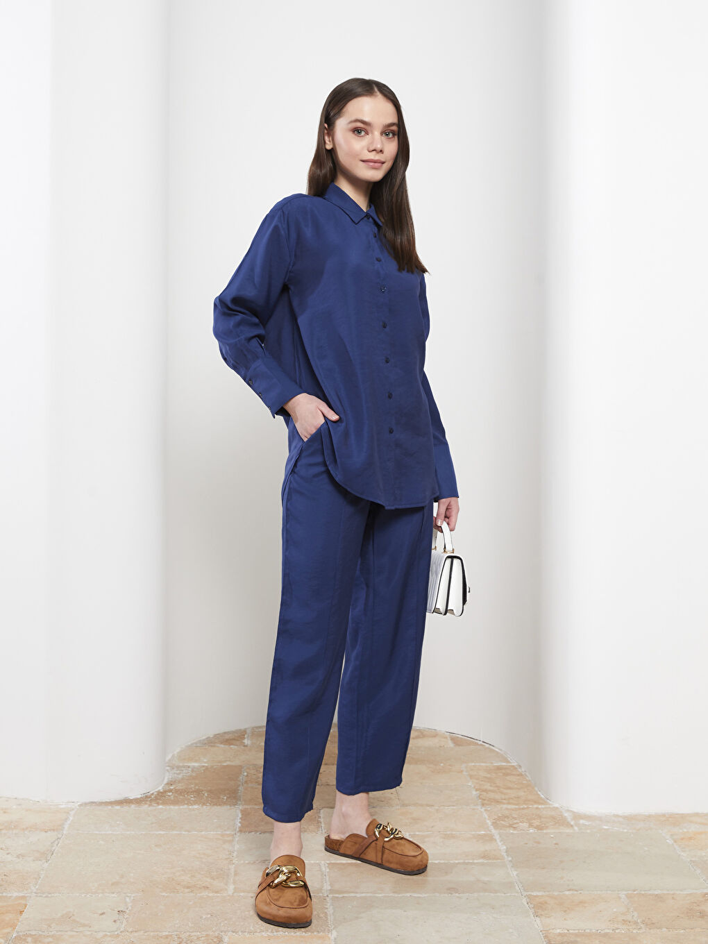 Elastic Waist Regular Pocket Detailed Women's Trousers