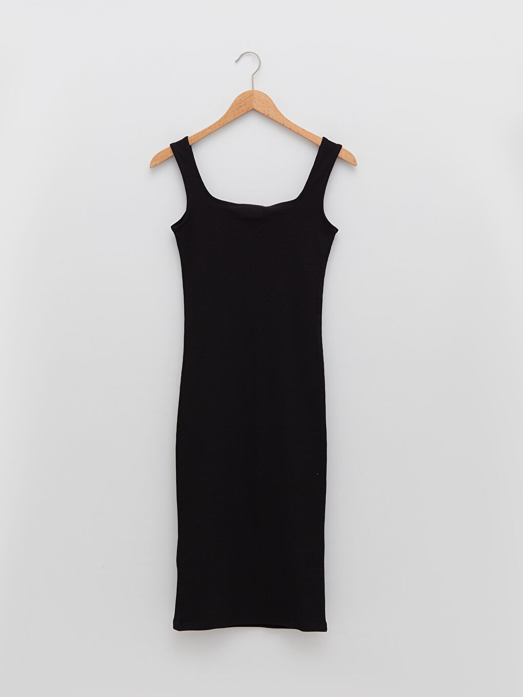 Square Collar Plain Strappy Women's Dress-5