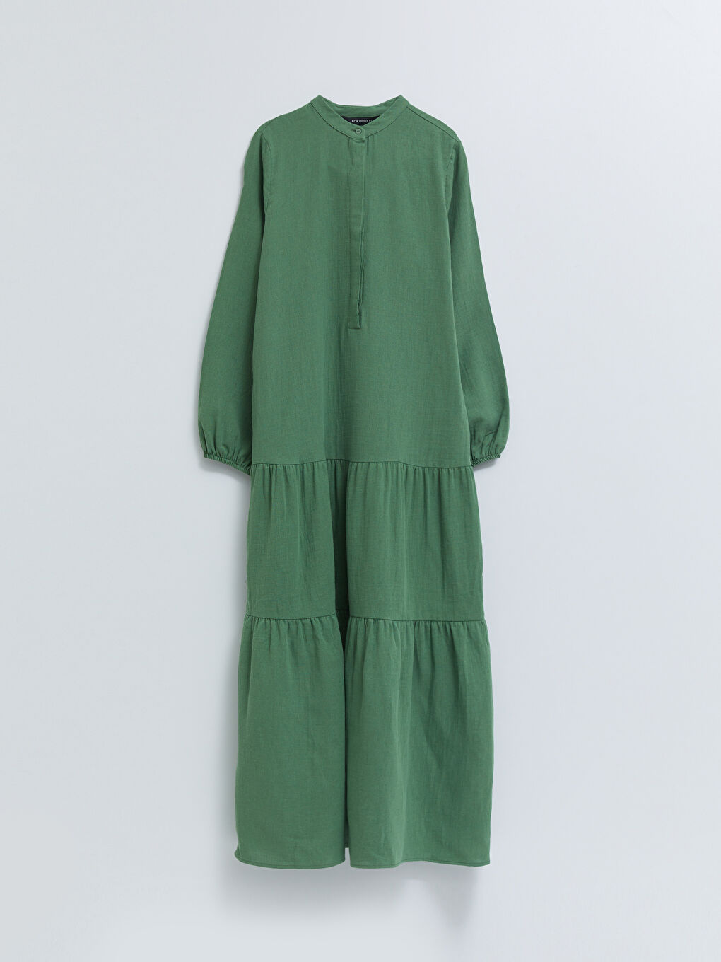 فستان قطن كم طويل بياقة مندرين للسيدات-11