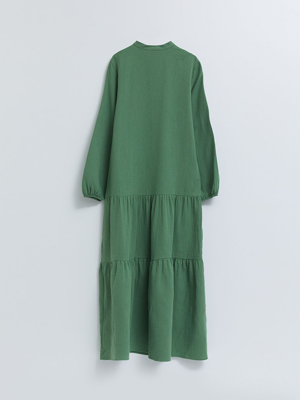 فستان قطن كم طويل بياقة مندرين للسيدات-13