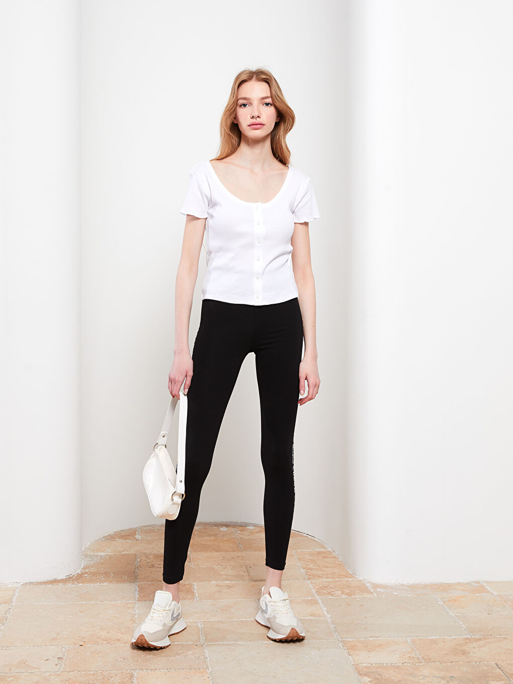 U Neck Straight Short Sleeve Cotton Women's T-Shirt