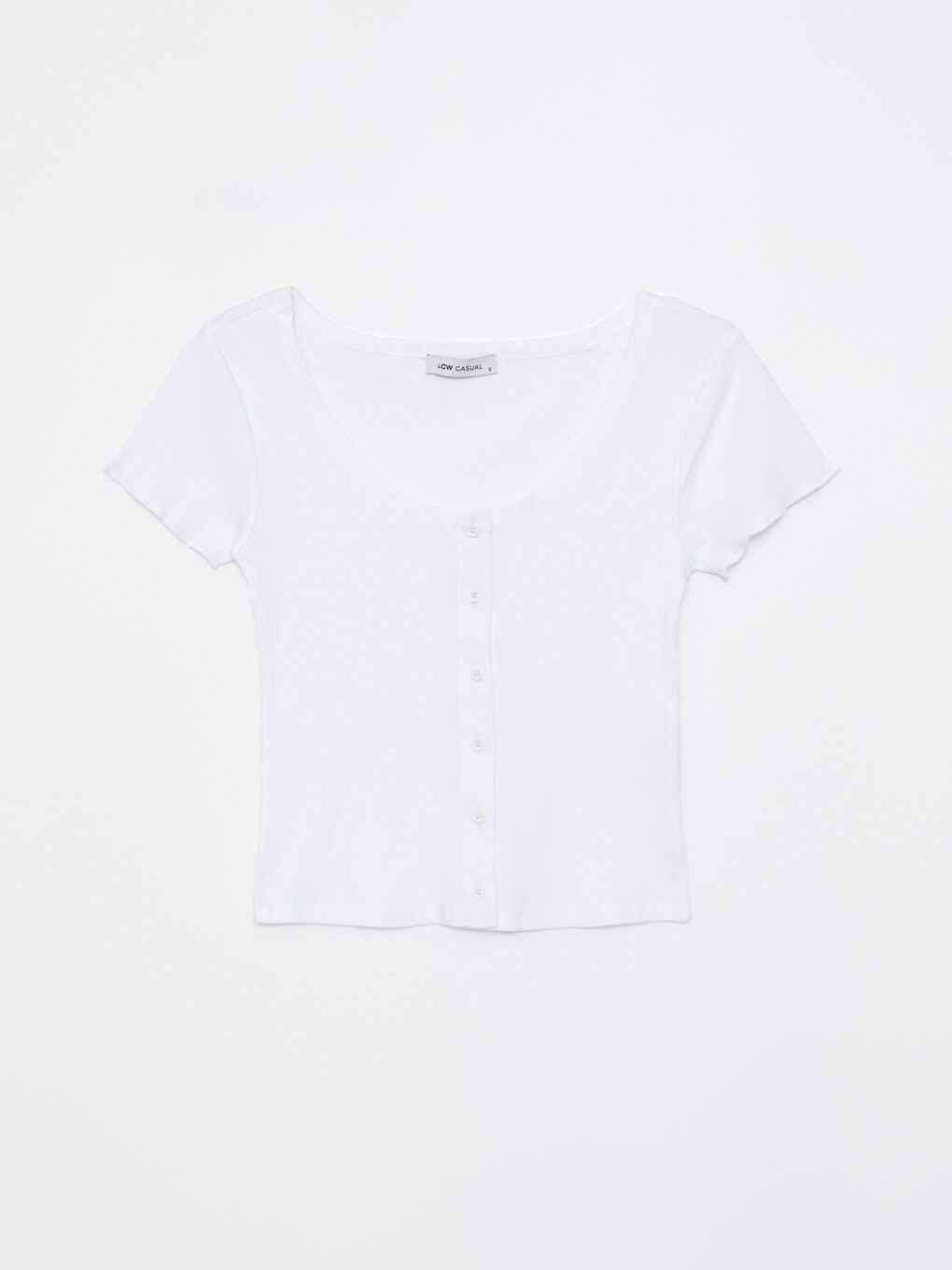 U Neck Straight Short Sleeve Cotton Women's T-Shirt-5