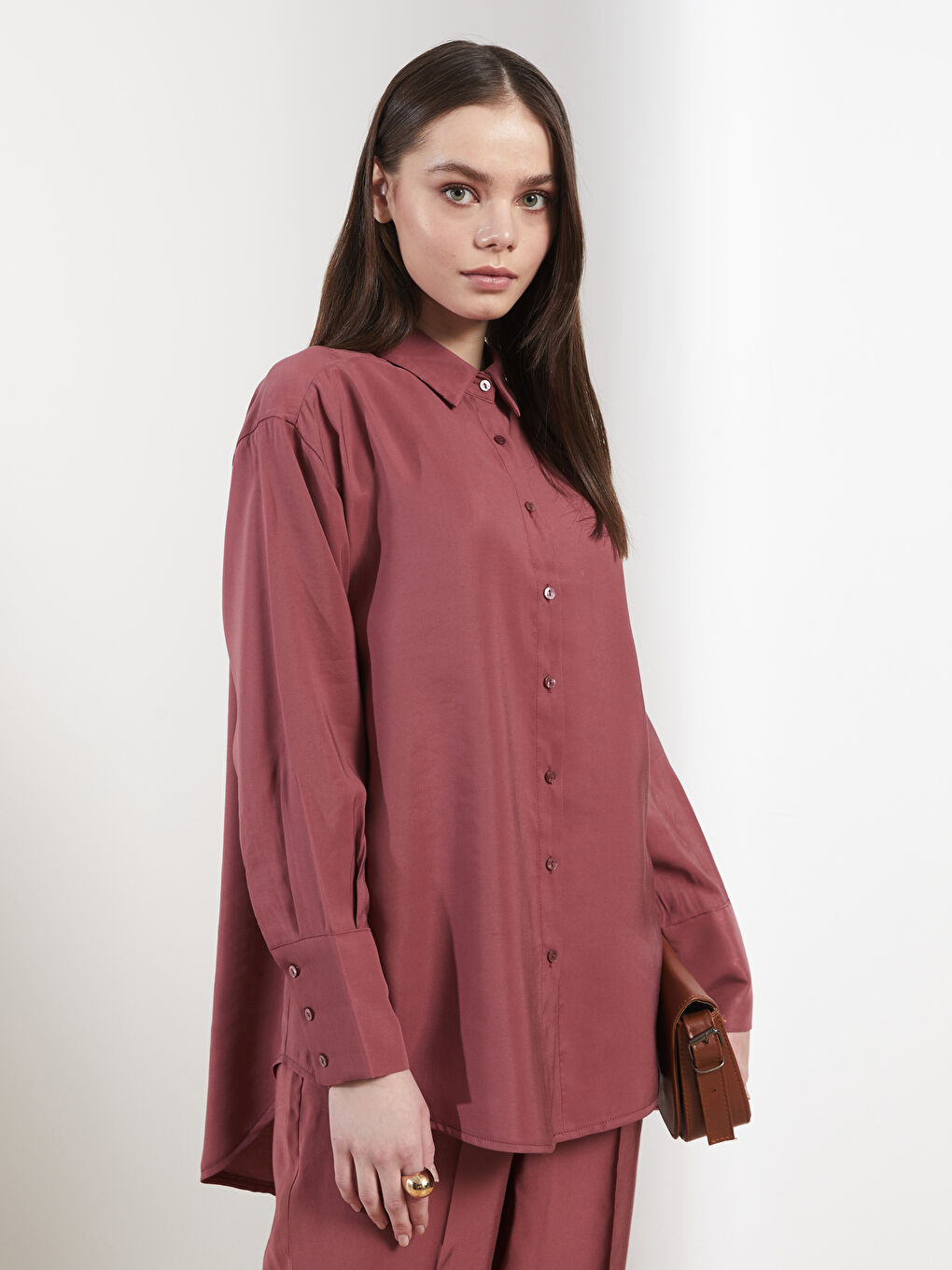 Plain Long Sleeve Women's Shirt Tunic