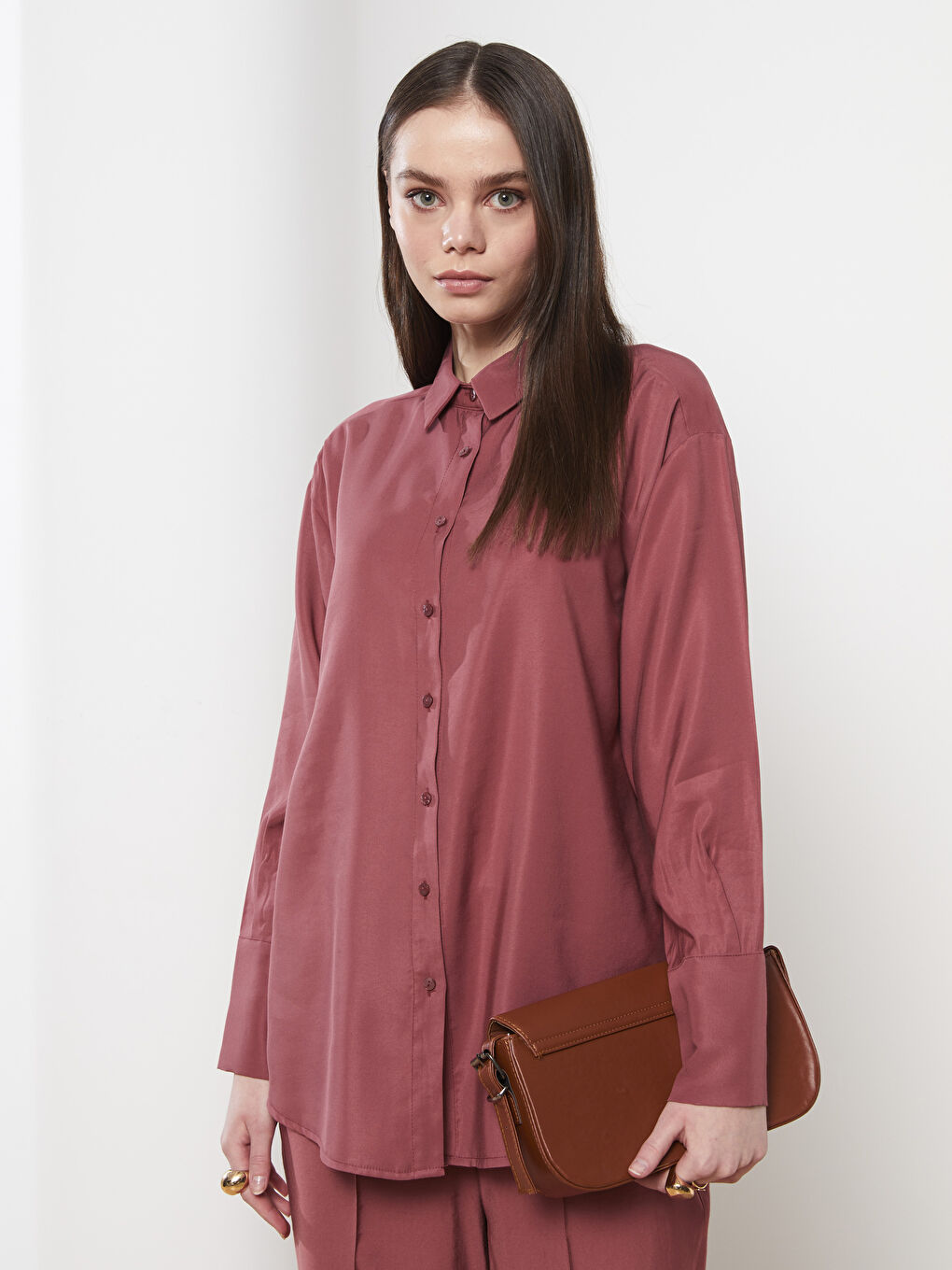 Plain Long Sleeve Women's Shirt Tunic-1