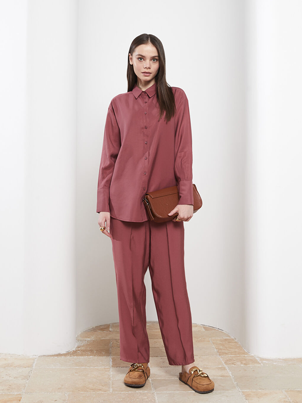 Plain Long Sleeve Women's Shirt Tunic-2