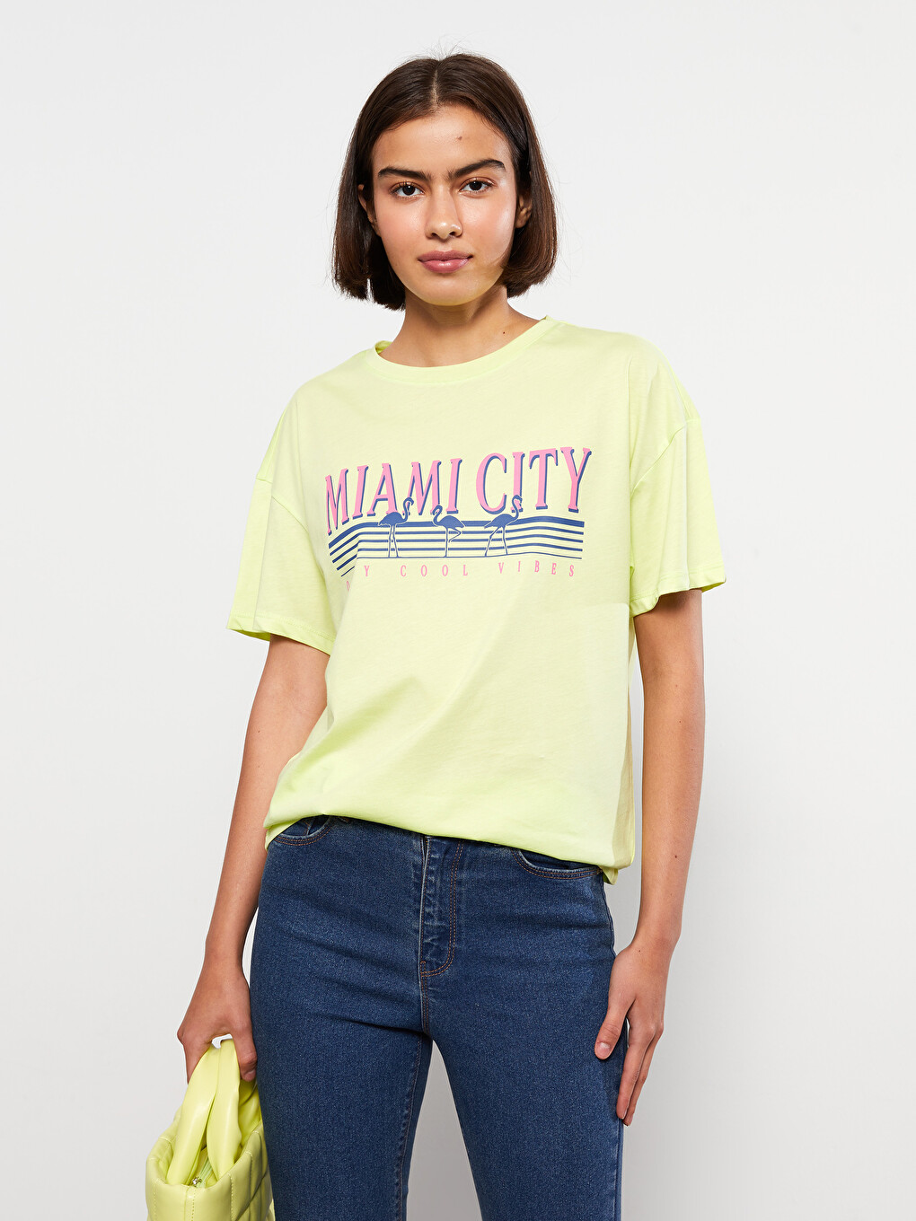 Crew Neck Printed Short Sleeve Cotton Women's T-shirt-1