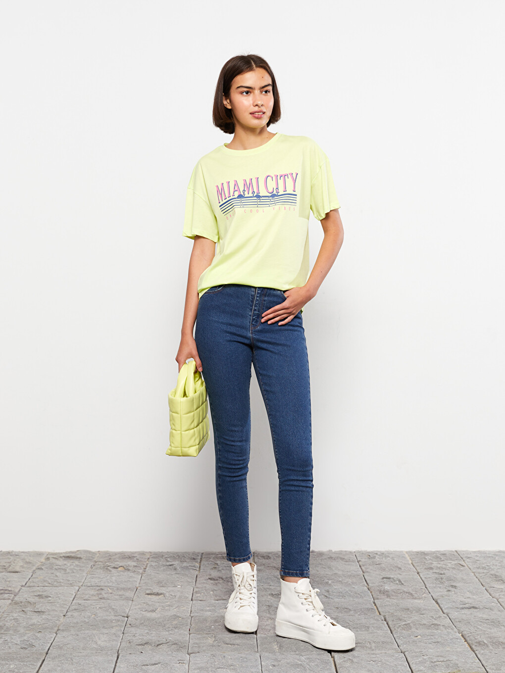 Crew Neck Printed Short Sleeve Cotton Women's T-shirt-2