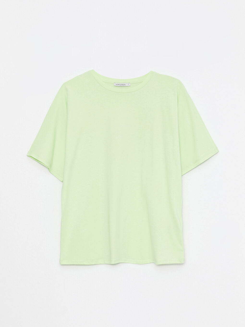 Yeşil Bisiklet Yaka Baskılı Kısa Kollu Pamuklu Kadın Tişört-5