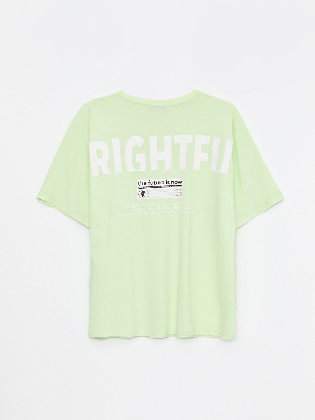 Yeşil Bisiklet Yaka Baskılı Kısa Kollu Pamuklu Kadın Tişört-6