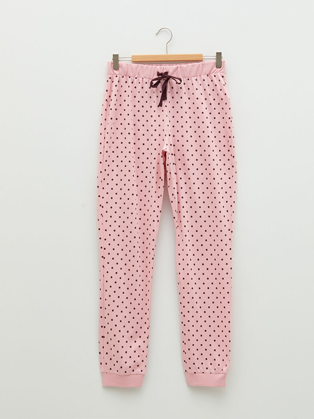 Bas de Pyjama Jogger en Coton à Pois et Taille Élastique pour Femmes-5