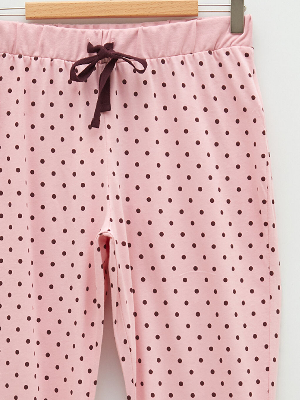 Bas de Pyjama Jogger en Coton à Pois et Taille Élastique pour Femmes-7