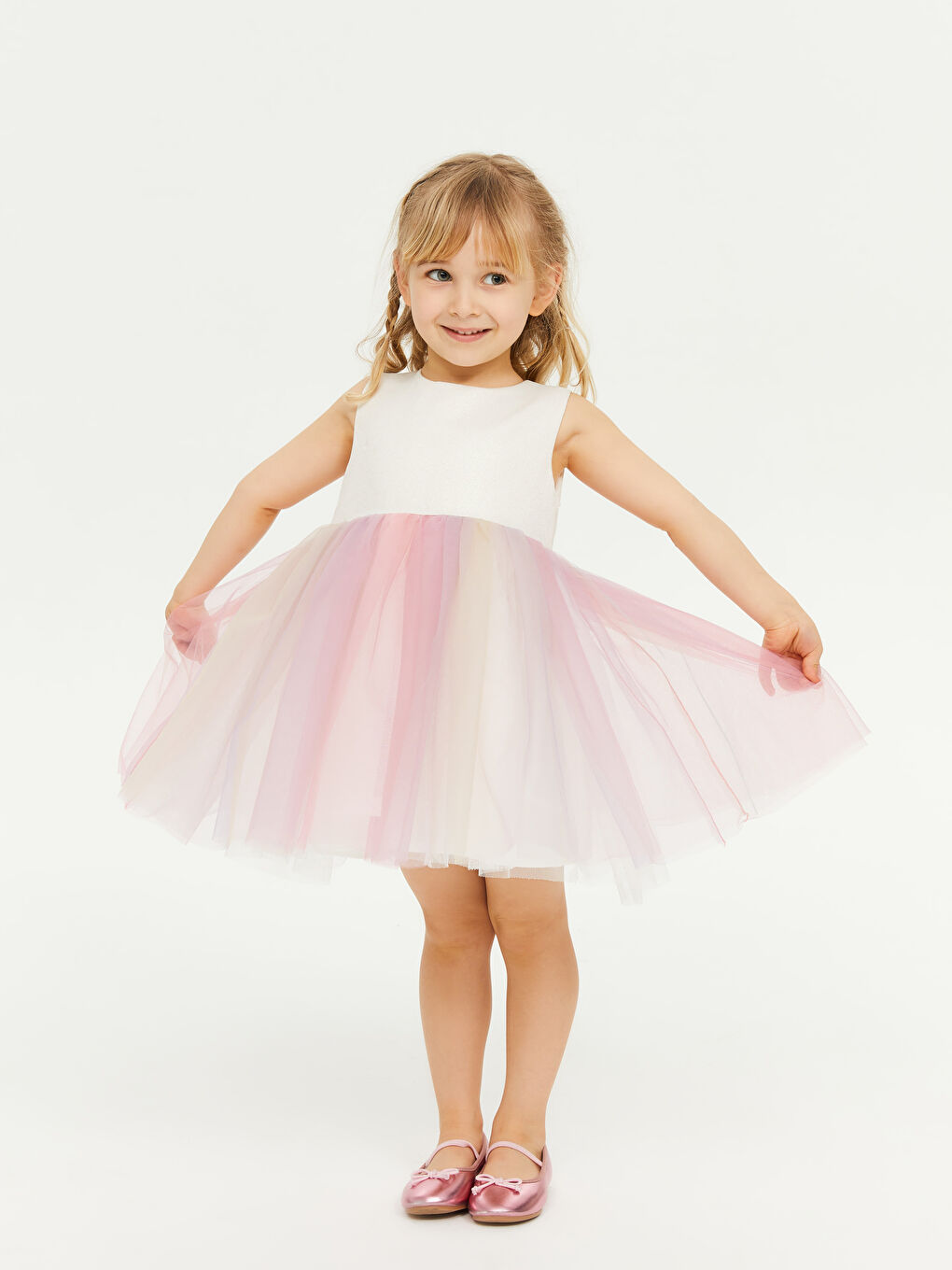 Вечернее Платье Для Малышки С Юбкой из Тюля и Круглым Вырезом-1