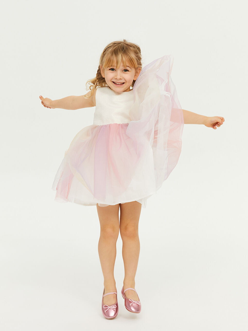Вечернее Платье Для Малышки С Юбкой из Тюля и Круглым Вырезом-2