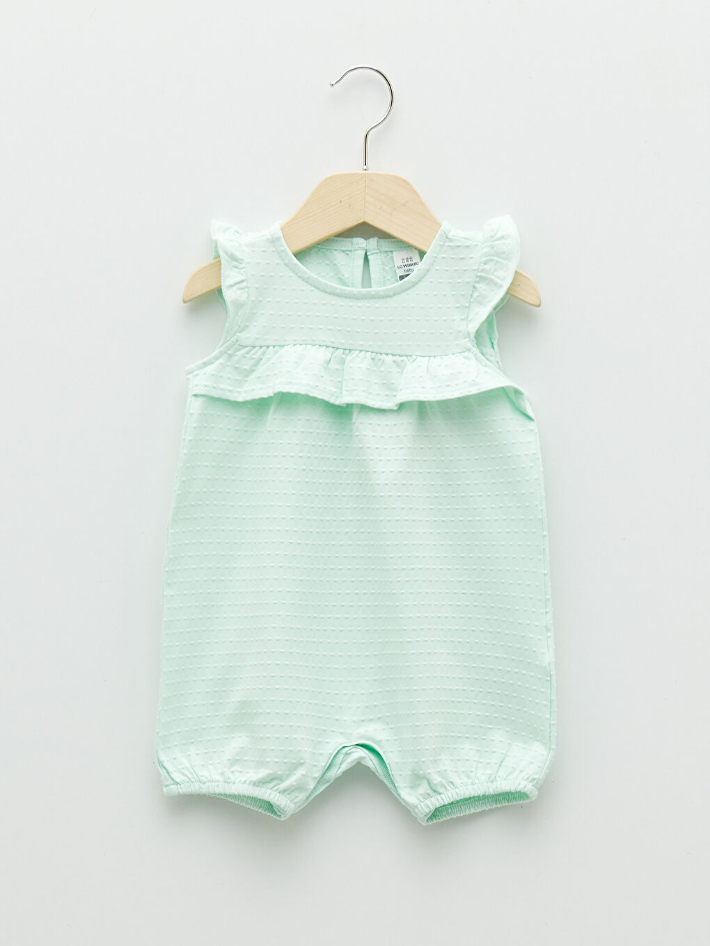 Crew Neck Self Patterned Cotton Baby Girl Rompers