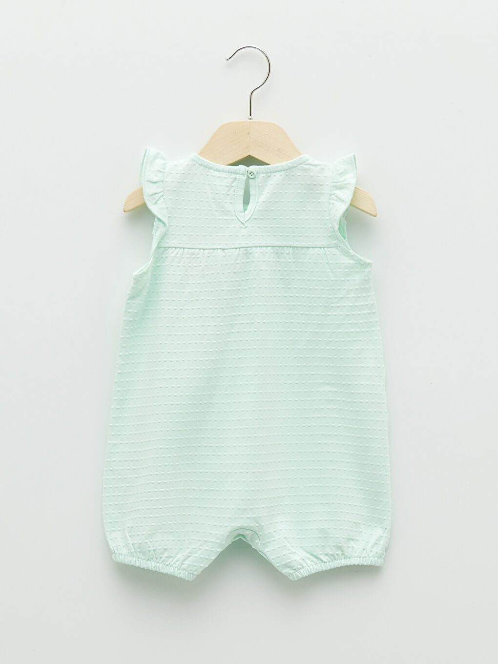 Crew Neck Self Patterned Cotton Baby Girl Rompers-1