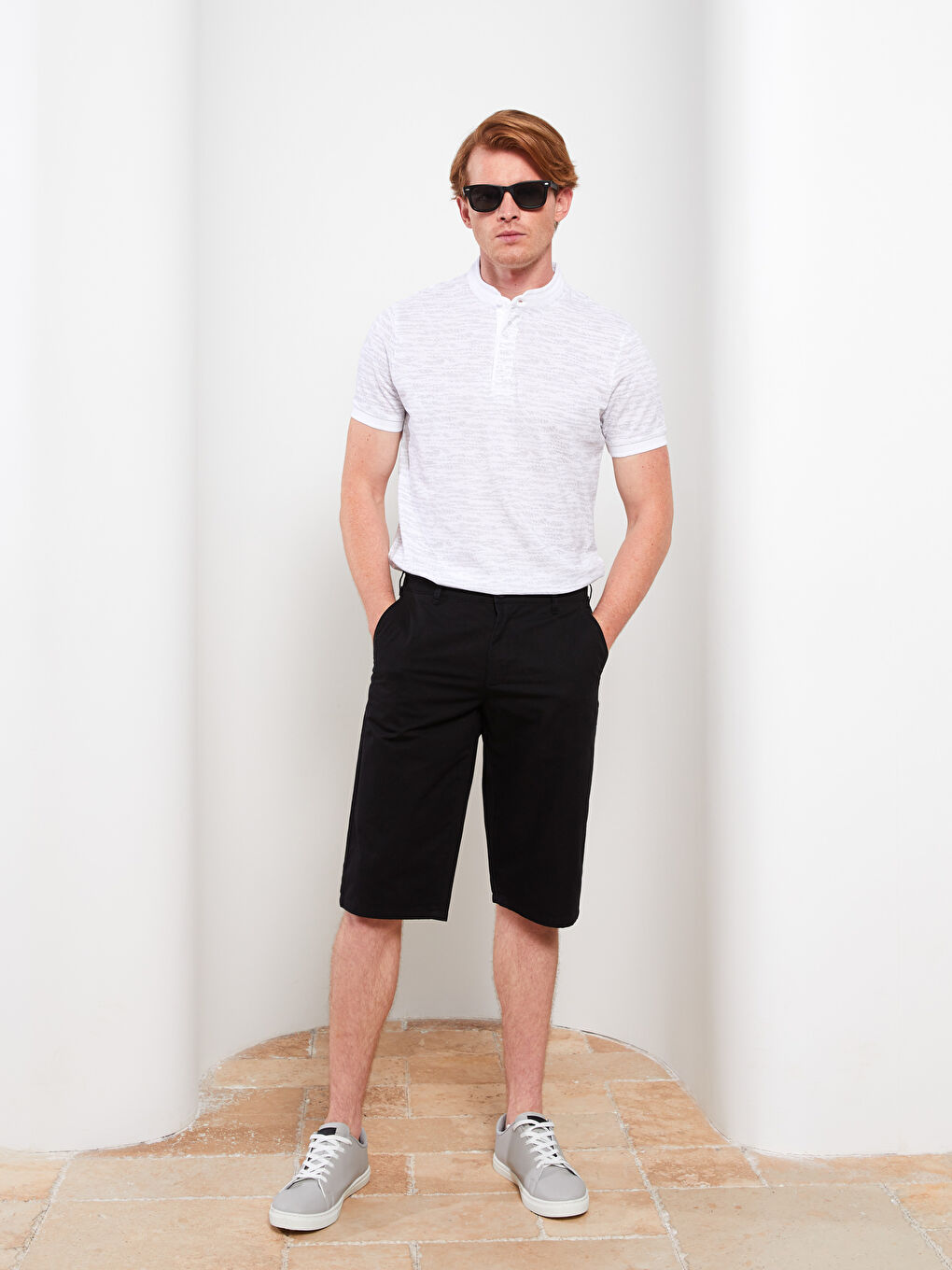 Grandad Collar Short Sleeve Patterned Men's T-Shirt-2