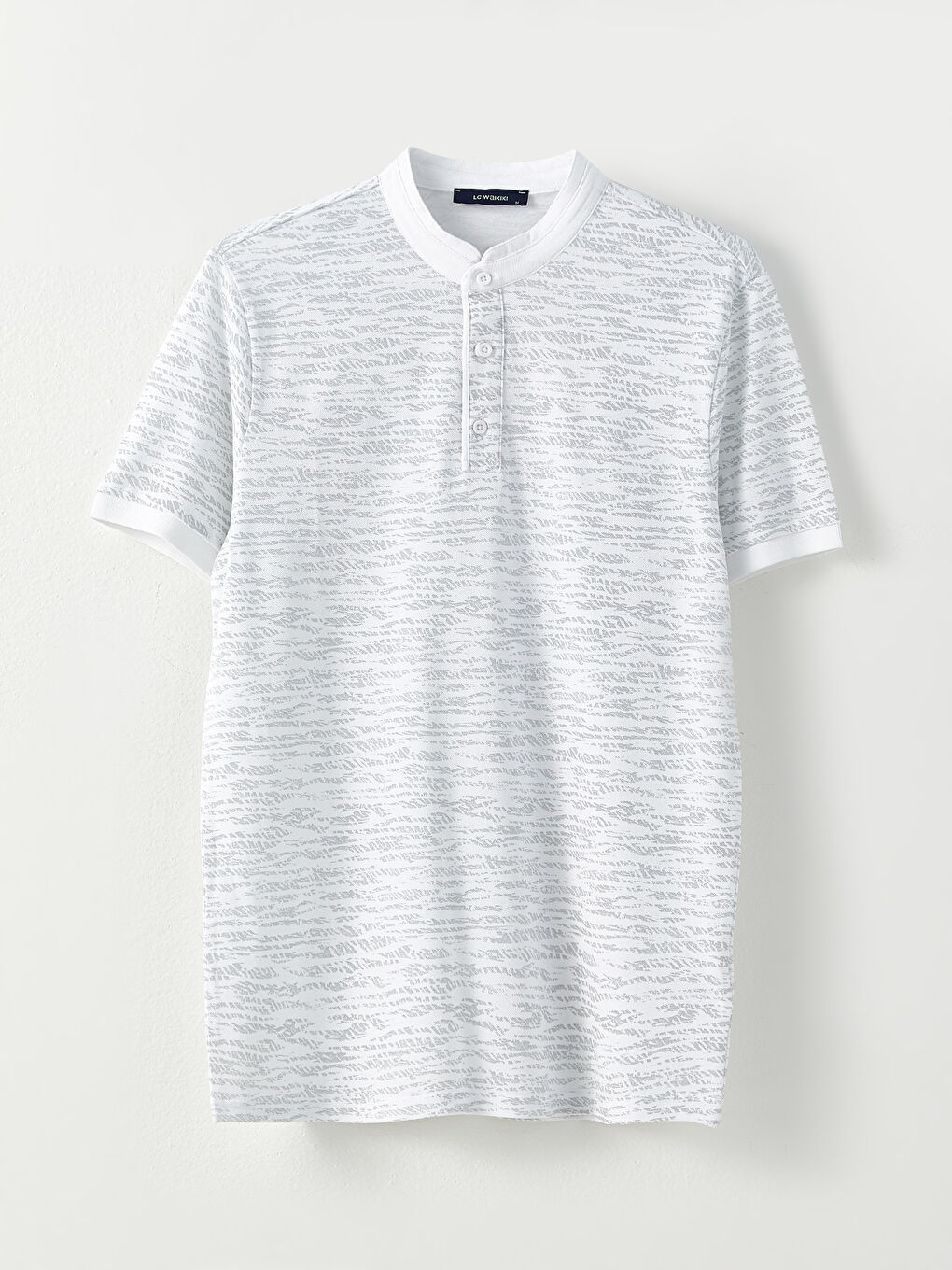 Grandad Collar Short Sleeve Patterned Men's T-Shirt-5